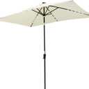 Helios&Hestia 6.5x10 ft Solar Powered Rectangular Outdoor Market Patio Umbrella with LED Lights and Tilt, Providing Shade for Rectangle Tables for Garden, Deck, Pool