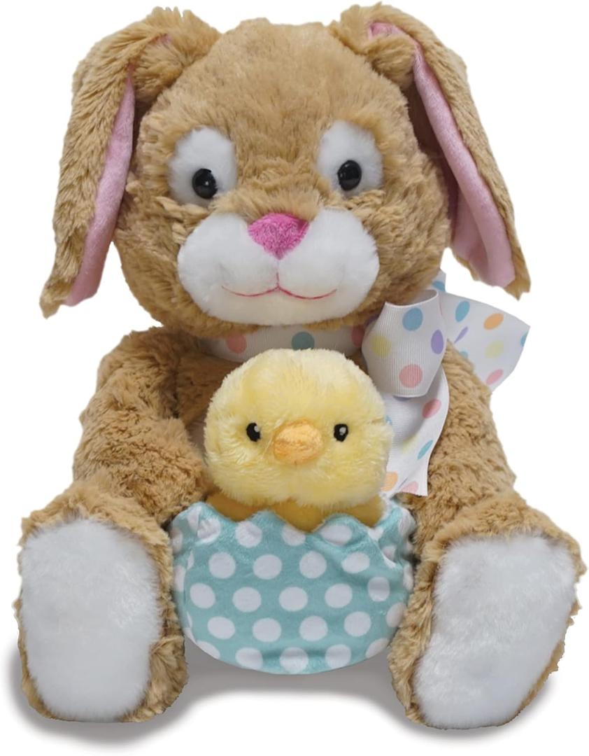 Cuddle Barn - Hip & Hop | Animated Plush Easter Bunny Interactive Stuffed Animal Toy Holding Chick in Egg Sings and Bops to Peter Cottontail
