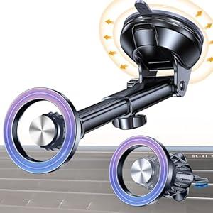 Coolpow for MagSafe Car Mount【Windshield+Vent+Dash】Magnetic Phone Holder for Car Phone Holder Mount Cell Phone Holders for Your Car Accessories Suction Phone Mount for Car Truck Stand for iPhone 17 16