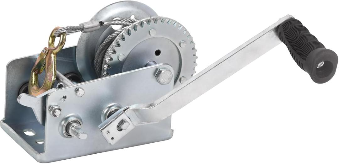 Hand Winch Boat Trailer Winch 2500lbs Heavy Duty Hook with 33ft Steel Cable, Two Way Ratchet Manual Operated Winch for Trailers ATV UTV Boat Marine