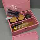 Large Bamboo Storage Box with Removable Tray Kit - Decorative Box Set, Glass Jars, and Accessories Wooden Storage Kit and Accessories Tool.Birthday Gifts. (Pink)