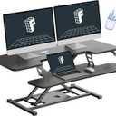 FLEXISPOT Standing Desk Converter 42-inch Spacious Sit to Stand up Dual Monitor and Laptop Riser, Big Size Tabletop Workstation with Large Keyboard Tray, Black