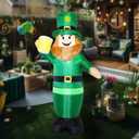3.25FT St. Patrick's Day Inflatable Leprechaun, Blow up Leprechaun Holds Beer Cup Outdoor Decoration with LED Lights, Perfect for Yard Garden Lawn Front Door Holiday Decor (Leprechaun)