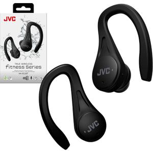 JVC Sport True Wireless Earbuds Headphones, Lightweight and Compact, Long Battery Life (up to 30 Hours), Sound with Neodymium Magnet Driver, Water Resistance (IPX5) - HAEC25TB (Black), Small