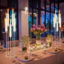 Barydat 4 Pcs Acrylic Candelabra Centerpieces Clear Taper Candle Candlestick Holder Crystal 5 Arm Candlesticks Holder with Acrylic Shade Pillar Fit 0.87" LED Candle for Wedding Dinner Party (Clear)