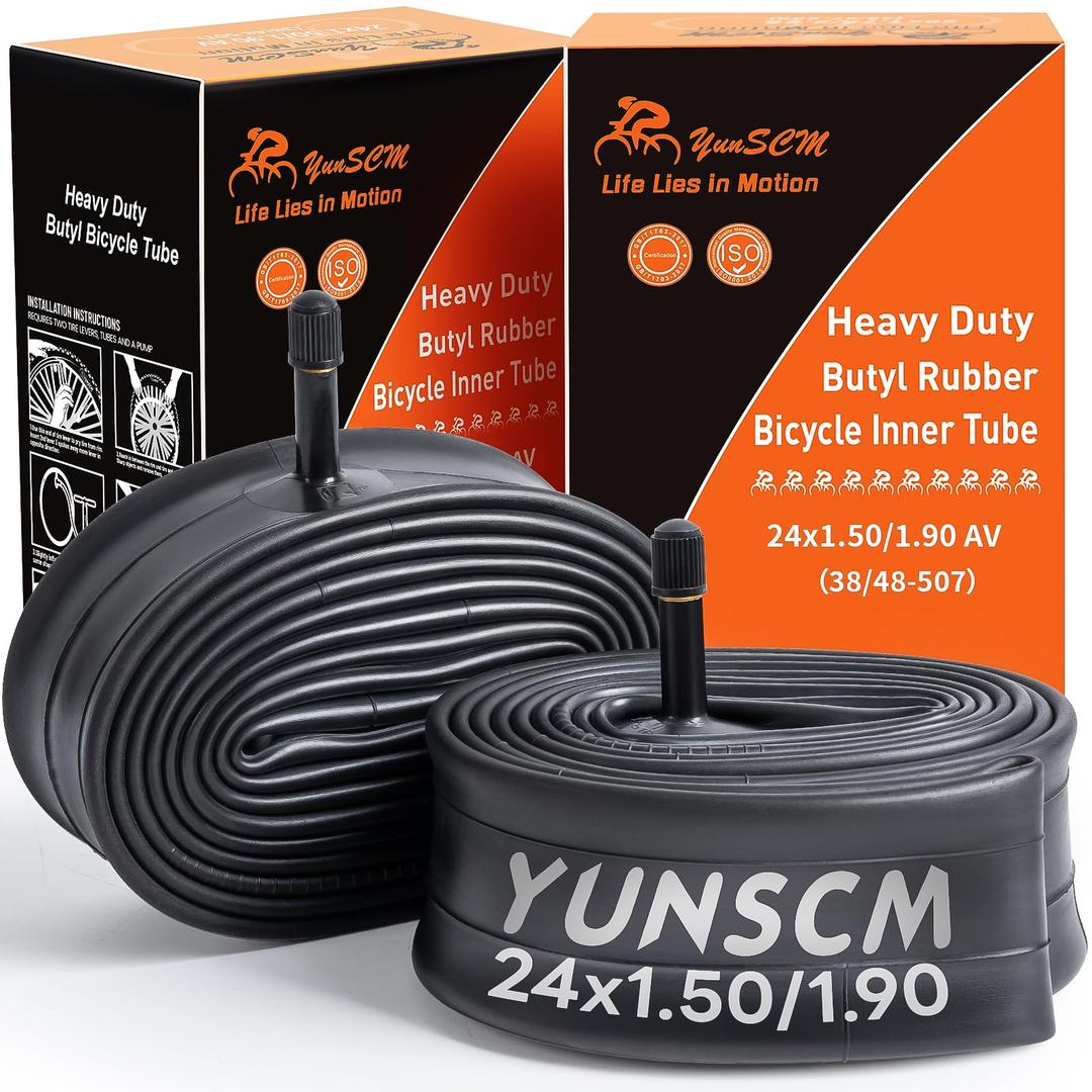 2-PCS 24" Heavy Duty Bike Tire Tubes 24x1.50/1.90 38/48-507 AV32mm Schrader Valve 24 Bicycle Inner Tubes Compatible with 24 x 1.50 24x1.75 24x1.90 Tire Tubes