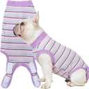 Sebdtico Recovery Suit for Dogs,Dog Surgery Suit Female Spay,Soft Dog Onesie for Surgery Female,Dog Cone Alternative Surgical Recovery Suit Female, Abdominal Wounds Licking Anti Suit for Dogs, Striped Purple, L(Back17-18.7"Chest21.3-24.3"Weight 25-35.5lb)