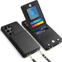 Vofolen for Samsung Galaxy S25 Ultra Case with Card Holder Crossbody Lanyard Strap Leather Wallet Case with Magnetic Clasp Kickstand Heavy Duty Protective Flip Cover for Galaxy S25 Ultra for Women