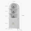 Arched Bookcase Book Shelf with Doors, 5 Tier Tall Display Bookshelf Cabinet with Storage, Industrial Floor Standing Bookshelves Open bookcases for Home Office, Living Room(White)