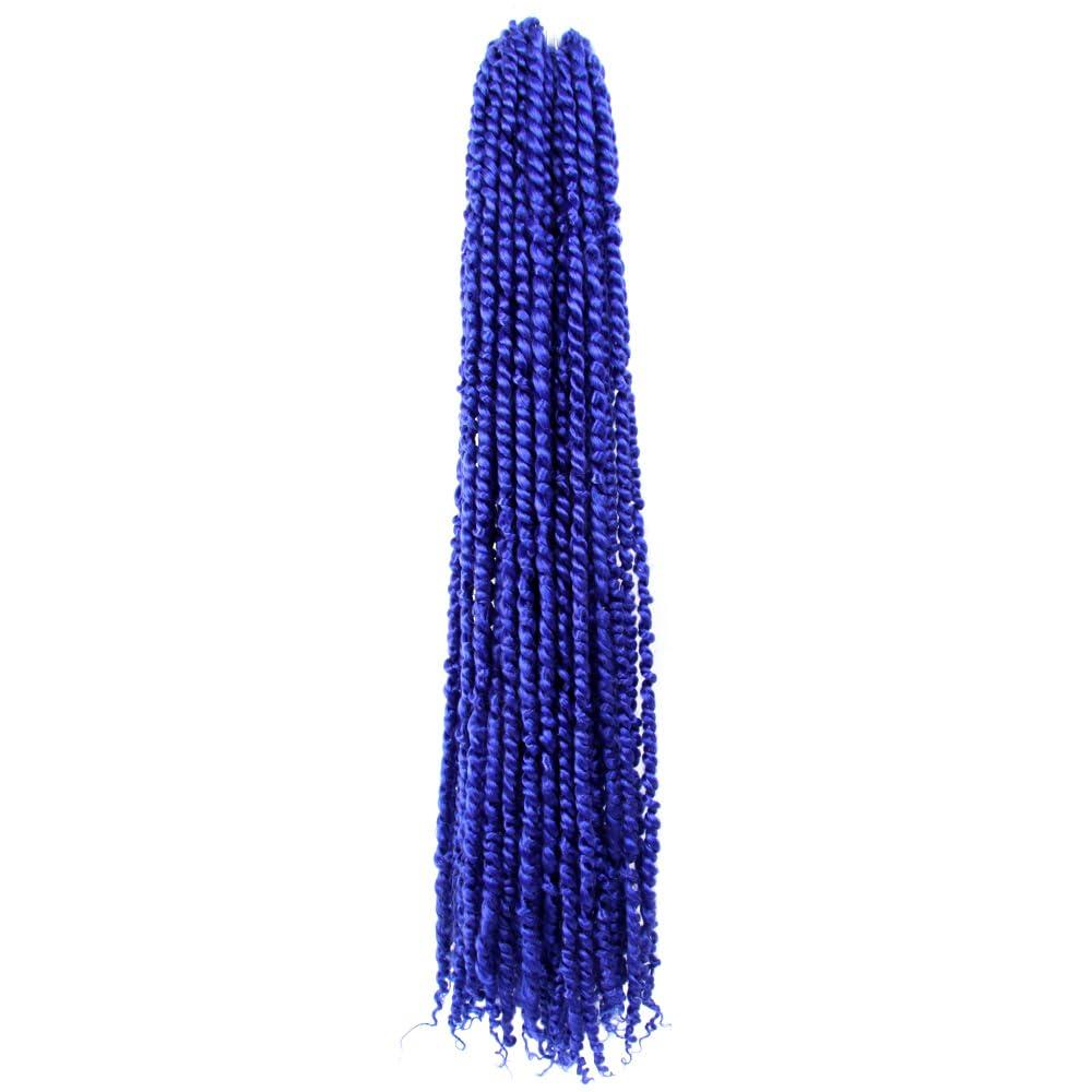 30 Inch Long Pre-looped/twisted Passion Twist Crochet Hair 4 Packs for Mixed-color Using (4 Packs, Blue)