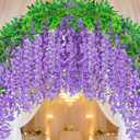 100 Pack Purple Artificial Wisteria Hanging Flowers,Fake Hanging Wisteria Garland for Decoration (3.6 Ft/Pcs)