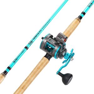 Sougayilang Inshore Fishing Rod Combo with Line Counter Fishing Reel Suitable for Catfish, Salmon/Steelhead, Striper Bass Fishing (Right Handed)