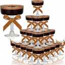 Rtteri Martini Birthday Party Decor 5 oz Acrylic Coupe Acrylic Champagne Tower with Velvet Ribbon Bachelorette Bridal Shower Decoration(Light Brown,36 Pcs)
