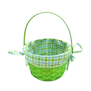 HH 7in Lined Bamboo Basket Green