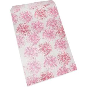 888 Display USA, Inc 200 pcs 6" x 9" Flower Paper Gift Bags Shopping Sales Tote Bags White with Pink Red Flower Design (1 Count (Pack of 200))