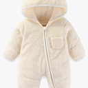 Newborn Baby Bear Outfit With Fold-Over Mittens and Footies Girls Boys Winter Fleece Clothes Hooded Romper Snowsuit 3
