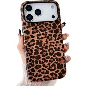 Leopard Print Phone Case for iPhone 17 Pro Max, Cheetah Print Pattern Cool Animal Design Shockproof Slim TPU and Hard PC Protective Cover for Girls Women
