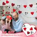 Valentine's Day Garland, 2 Packs Red Pink Heart Felt & Wood Bead Banner, 7.5 FT Heart Garland for Home Fireplace Mantel Shelf Wall, Wedding Anniversary Party Proposal Decorations (REDBLACK)