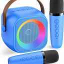 Mini Karaoke Machine for Kids Adults: Portable Bluetooth Karaoke Speaker with 2 Wireless Microphones, Karaoke Gifts for Girls Boys Ages 4-12+ Years Old Christmas Birthday Home Party(Navy Blue)