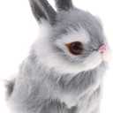 GUDVES Mini Realistic Cute Plush Rabbits Fur Lifelike Animal Easter Bunny Simulation Toy Model Gift Miniatures Decorations, Gray