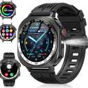 Smart Watch, 1.43" AMOLED-3D Military Smartwatch for Men Women (Answer/Make Call), Flashlight/130+ Sports/60 Days, Heart Rate/Sleep Monitor, IP68 Waterproof Fitness Activity Tracker for Android iOS