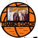 Qunclay Sports Signable Picture Frame with Pen Thanks Coach Gift from Team Fits 4 x 6 Inches Photos Wooden Picture Frame Graduation Coaches Appreciation Plaque Gifts(Basketball)