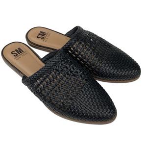 SM New York Reanne Mules Black Woven Shoes Pointed Toe Slip On Flats Size 6.5