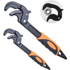 2 Pack Adjustable Wrench Quick Multi-function Self-Adjusting Spanner Power Grip Pipe Wrench 0.6-2.4/14mm-60mm