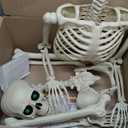 5.4Ft Halloween Skeleton - Life Size Skeleton with Glowing Eyes Scary Creepy Sound Movable Joints Full Size Posable Skeleton Decor Halloween Decorations Outdoor Indoor