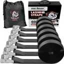 Cartman 1" x 12' Lashing Straps Cargo Tie-Down Strap Up to 600lbs, 6pk in Carry Bag, Black