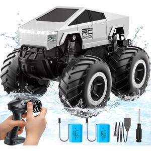 Remote Control Car Off-Road Pick-up Truck, 4WD Amphibious RC Trucks Toy RC Cars for All Terrain, 1:16 Scale Hobby Monster Truck Toys 2.4GHz Vehicles Kids Gifts for Boys/Girls Age 6 7 8 9 10-12+ (Silver)