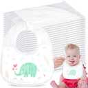 Skicuff 100 Pcs Disposable Baby Bibs Bulk for Baby Boys and Girls Individually Packaged Hygienic for Toddlers Traveling and Outdoor Use