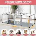 20 Panels Small Animals Playpen, 48" x 24" x 16" Transparent Pet Playpen with Waterproof Mat,Portable Plastic Enclosure Cage for Chicken/Guinea Pigs/Bunny/Ferrets/Hamsters/Hedgehogs Indoors Outdoor