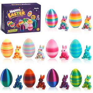 Dketlu Easter Eggs, Colorful 3D Printed Bunny Eggs Fillers Toys, Suitable for Easter Basket Stuffers, Party Favors, Kids Gifts, Egg Hunts and Desktop Decor