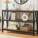 HOMISSUE Entryway Console Table, Rustic Console Table with Wide Storage, Industrial Foyer for Entryway with 3-Tier Open Shelves, Entry Tables for Living Room, Hallway, Brown, 47 Inch
