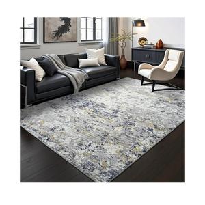 Toneed Abstract Area Rug Modern Washable Rug Soft Non Slip Rug Low Pile for Bedroom Living Room Dining Room Blue 4x6 Feet