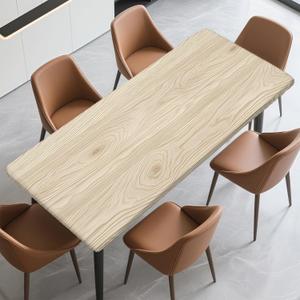 Rectangle Table Cover with Elastic Edge Design Waterproof Stain-Resistant Wipeable Fitted Table Cloth Fits 8 Foot Tables for Picnic, Camping, Outdoor, 96" x 30" (Wood Grain)