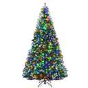 9 FT Pre-lit Christmas Tree, Artificial Xmas Tree with 1000 Warm White & Multicolored Lights, 11 Modes, 2944 Branch Tips, Metal Support, Holiday Decoration Fake Tree for Home, Office, Party