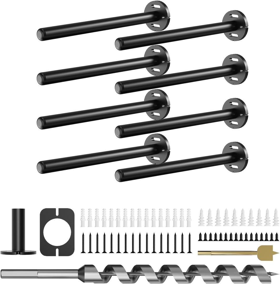 8pcs Wall Shelf Brackets Heavy Duty Floating Shelf Bracket Hidden,Invisible Black Shelving Brackets Decorative Floating Shelf Hardware Heavy Duty,Metal Shelf Support Bracket (8 inch-8pcs)