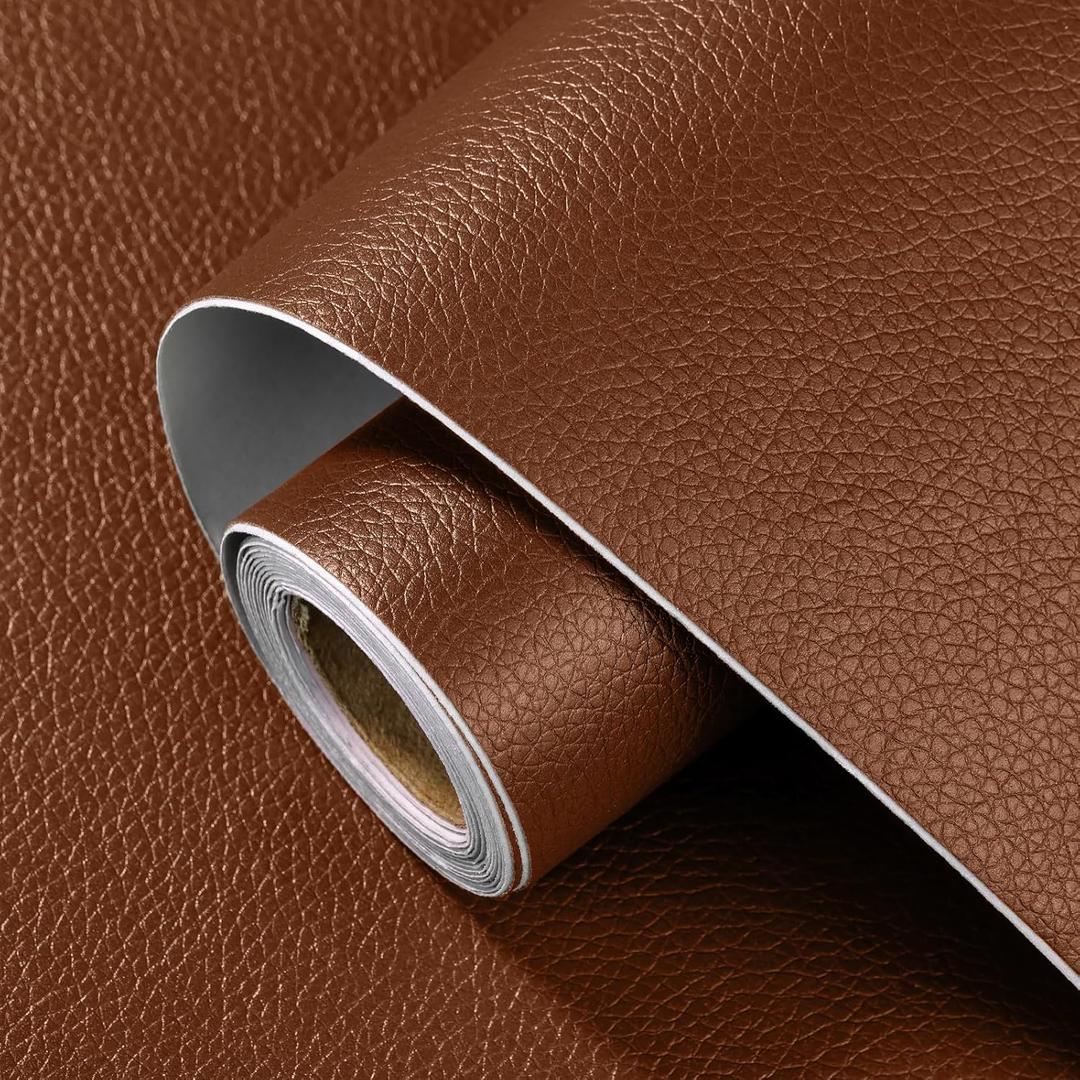Leather Repair Patch 15.7x160 inch Large Self-Adhesive Vinyl DIY Leather Repair Kit for Sofa Car Seats Chairs Shoes Bags Damaged Furniture (Brown
