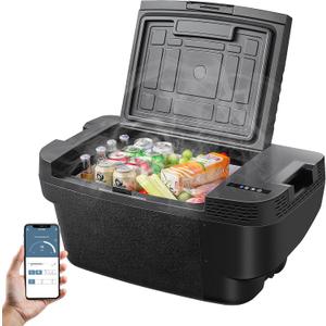 BODEGACOOLER 35L Built-In Car Refrigerator for Tesla Model Y- Ultra-Quiet Fast Cooling to -4, Smart App Control, Space-Saving Design for Camping & Road Trips 12/24V DC/AC,-4-68, 37 Quart
