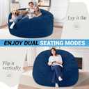 5FT Bean Bag Chair,Giant Bean Bag Chairs for Adults,Big Bean Bags with Memory Foam Filled, Large Beanbag Chairs with Chevron Plush Cover-Blue, 5FT-50"x50"x24"