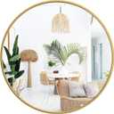sawsile 18 Inch Round Mirror,Gold Circle Bathroom Large Metal Framed Modern Circular Wall Mirror for Bedroom, Living Room, Entryway,Restroom, Vanity,Hallyway