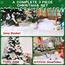 winemana Christmas Fake Snow 3-Piece Set Decorations, Snow Blanket Roll, Artificial Snowflakes, Fluffy Snow for Christmas Village Houses Display Winter White Wonderland Kitchen Table Top Decor