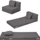MeMoreCool Folding Sofa for Kids, Corduroy Fold Out Futon Chair, Small Foldable Floor Mattress, Portable Children Couch Sofa, Dark Grey