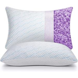 Cooling Pillows Queen Size Set of 2, Memory Foam Pillows with Zipper, Adjustable Firmness for Sleeping Cool Cold Pillow to Hot, Side, Back and Stomach Sleepers, 2 Pack, 20x30 (Queen (Pack of 2), Cooling Blue Cover)