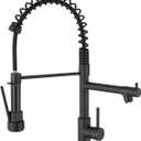 FLG Black Kitchen Faucet with Pull Down Sprayer,High Pressure Double Spout Brushed Nickel Kitchen Sink Faucet,Single Handle Stainless Steel Spring Commercial Kitchen Faucets
