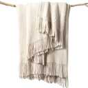 lifein Chenille Throw Blanket 50x60 - Soft Boho Knitted Blanket for Couch Cozy Farmhouse Decor Bed Throw, Lightweight All Season White/Cream Blanket, Decorative for Living Room Bedroom Spring Decor