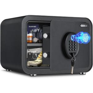 Biometric Safe with Fingerprint Lock, 1.0 Cu.ft Digital Safe Box, Black