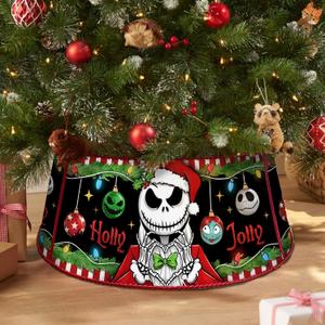 Metal Christmas Tree Collar, Jack Tree Ring Holiday Decor 29 Inch Diameter for Large Xmas Tree 7-9 Ft, Winter Holly Jolly Artificial Tree Skirt Home Indoor Outdoor Decoration